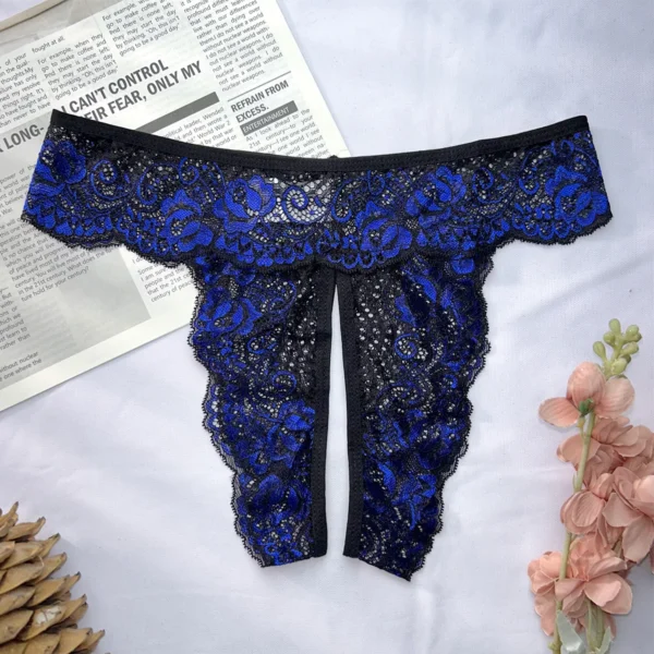 Sexy Invisible Lace Crotchless Comfortable Low Waist Thongs - Image 10