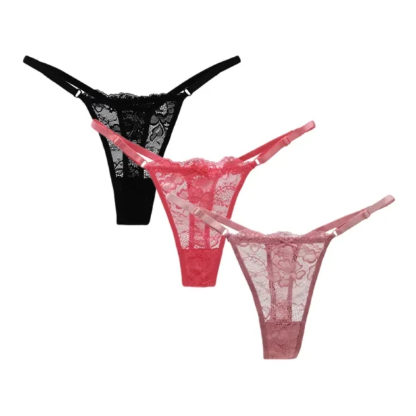 Lovely Three Pieces Of Sexy Transparent Low Waist Lace Panties - Image 12