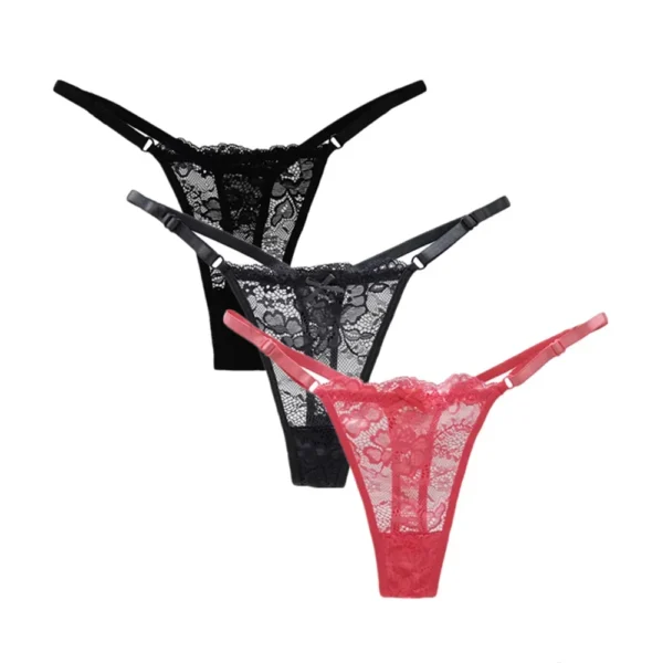 Lovely Three Pieces Of Sexy Transparent Low Waist Lace Panties - Image 13