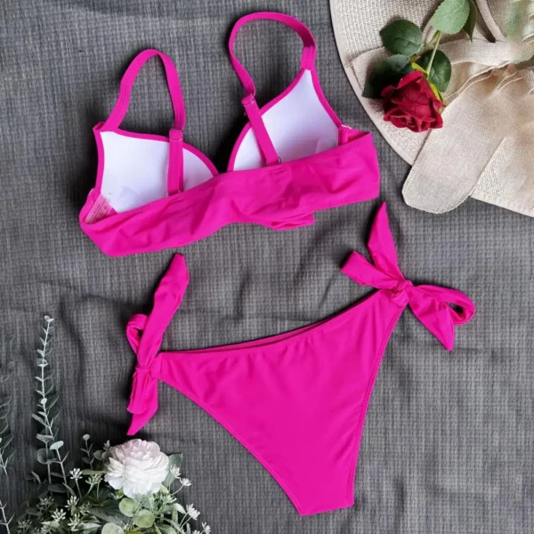 Two Pieces Very Sexy Elegant Knot Push Up Bikini Set - Image 14