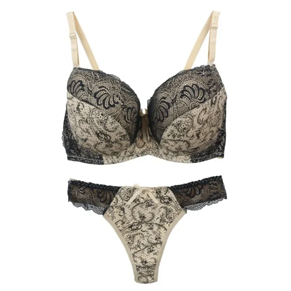 New Sexy Lingerie Embroidered Lace Bra Cup Underwear Set - Image 3