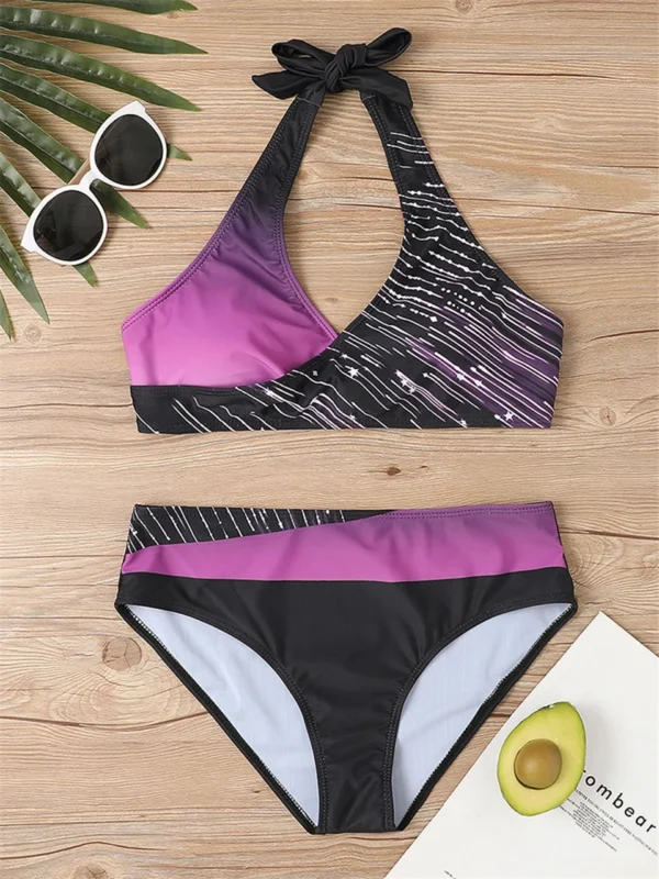 Beautiful Various Pattern V Neck Summer Beachwear Bikini Set - Image 21