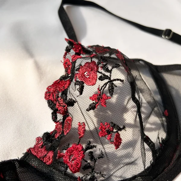 New Sexy Exotic Embroidered Print Push Up Lingerie Underwear Set - Image 5