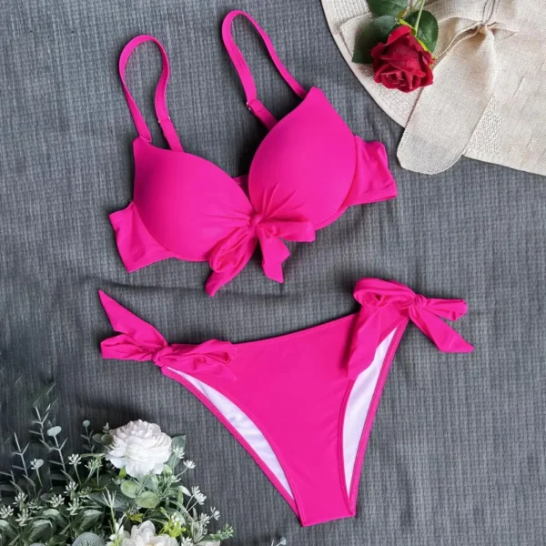 Two Pieces Very Sexy Elegant Knot Push Up Bikini Set - Image 3