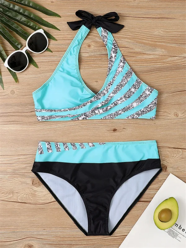 Beautiful Various Pattern V Neck Summer Beachwear Bikini Set - Image 18