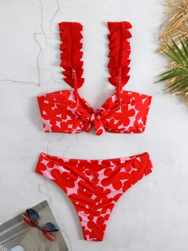 New Floral Low Waist  Brazilian Suits Beachwear Bikini Set - Image 2