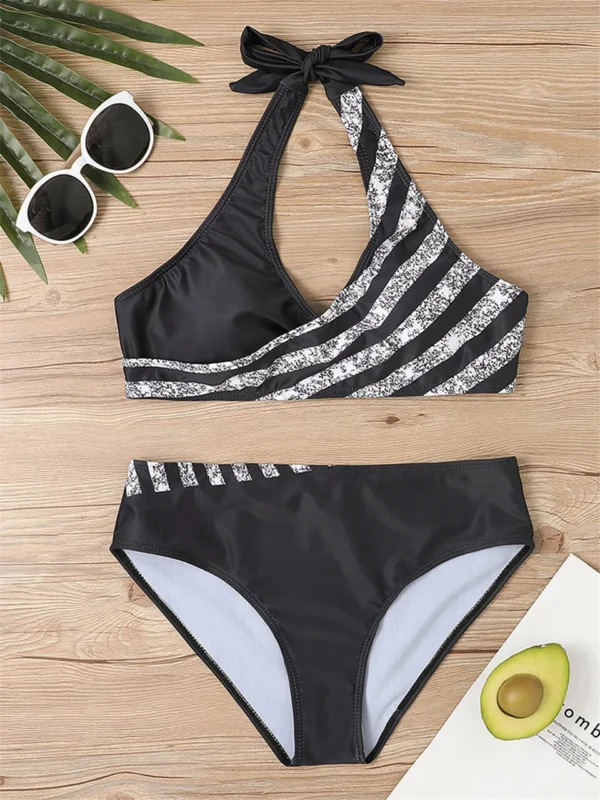 Beautiful Various Pattern V Neck Summer Beachwear Bikini Set - Image 9