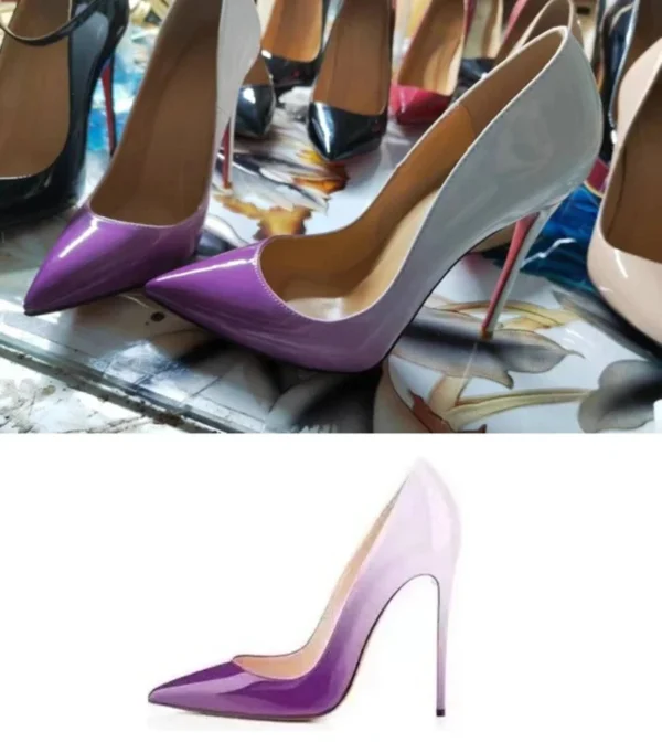 Multi Color Super Sexy Leather Pointed Thin Single High Heels Shoes - Image 19