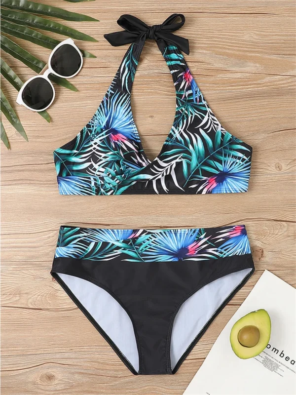 Beautiful Various Pattern V Neck Summer Beachwear Bikini Set - Image 24