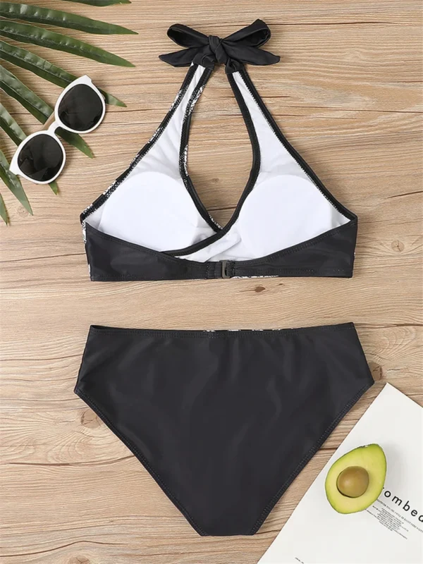 Beautiful Various Pattern V Neck Summer Beachwear Bikini Set - Image 10